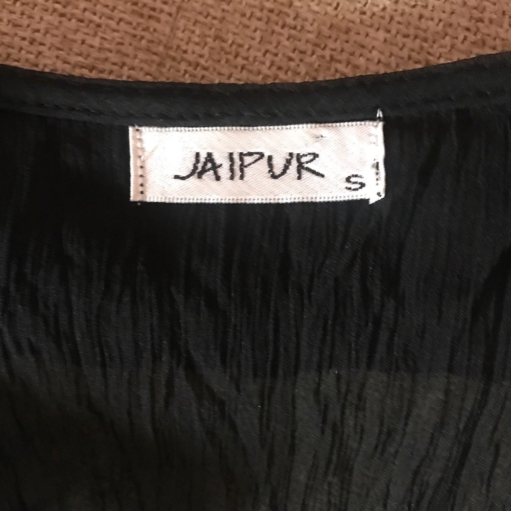 Black Crinkle Ruffled Blouse Small - Picture 2 of 3